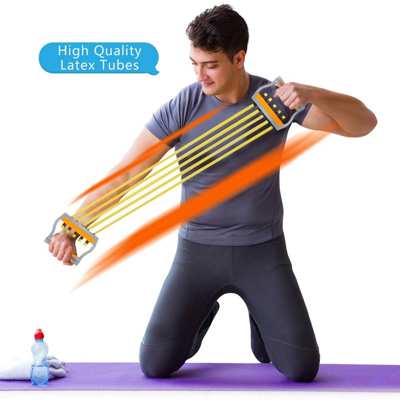 TOCO FREIDO Chest Expander, 5 Tubes Ajustable Arm Strength Trainer, Exercise Resistance Bands for Home Fitness Muscle Training (50lbs) - Image 5